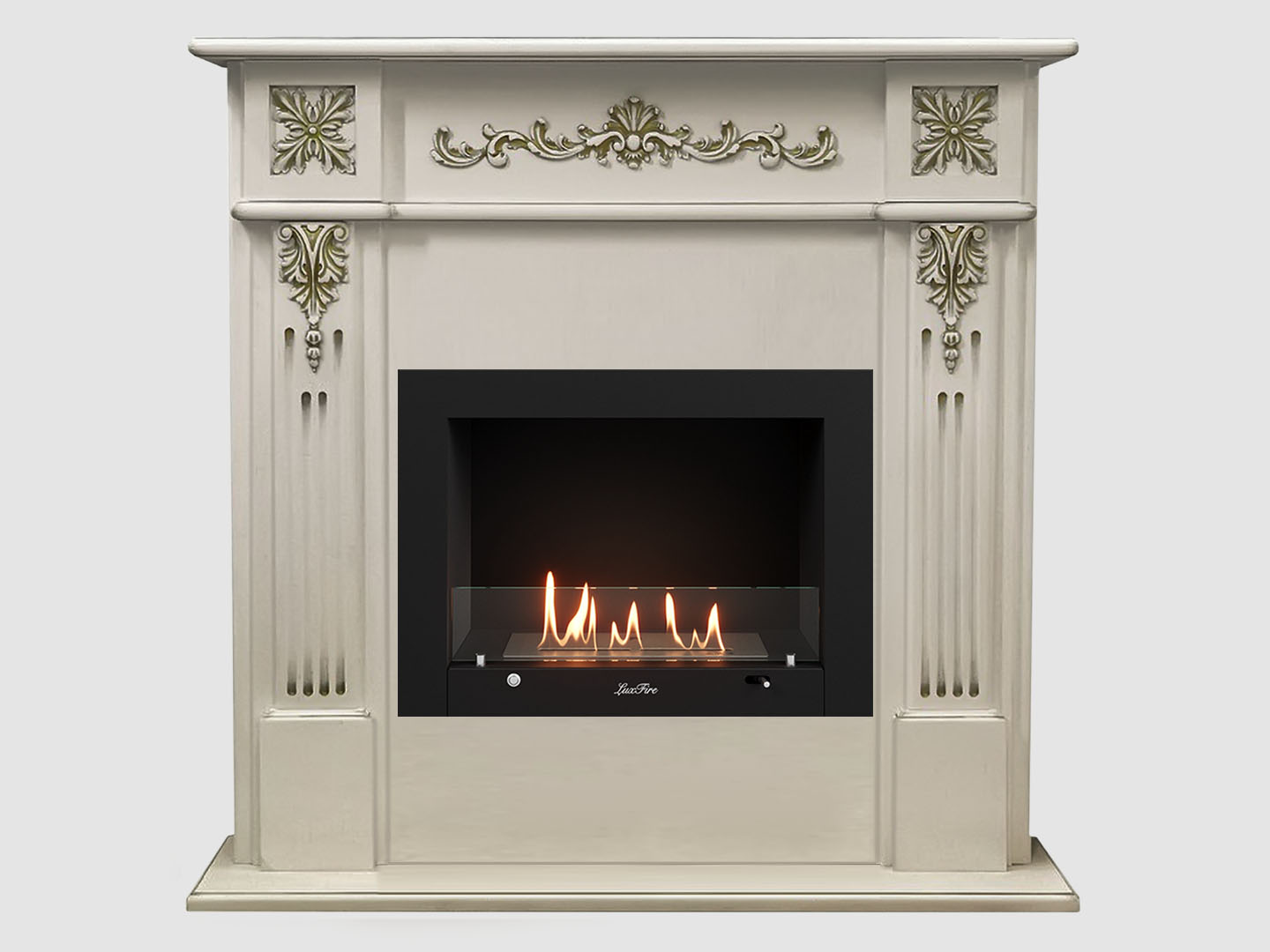Каминный портал МДФ "Монреаль 1100" с биокамином Lux Fire "Фаер Бокс 3-25.5" (белый) по цене 94 500 руб.