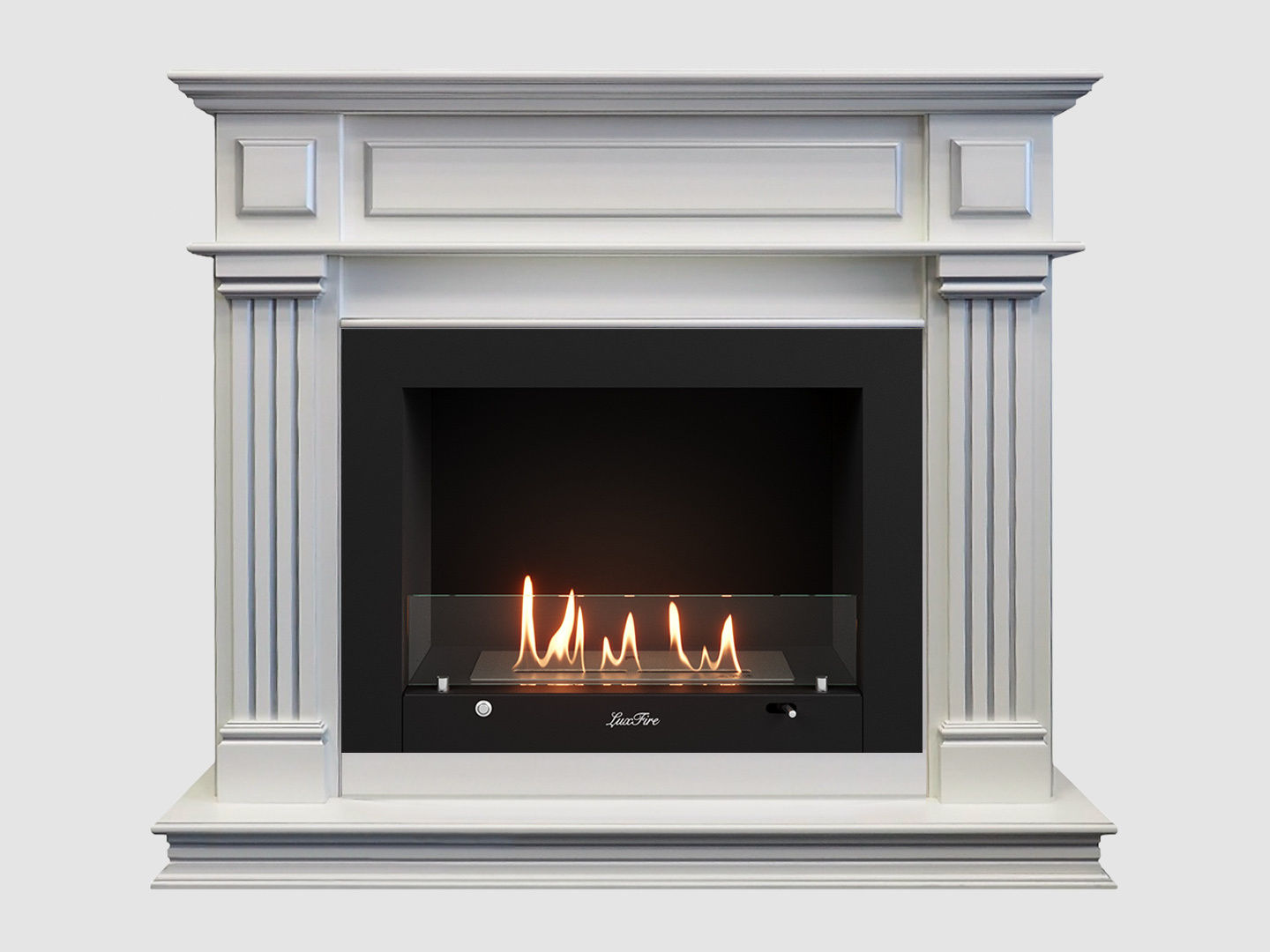 Каминный портал МДФ "Амелия 1050" с биокамином Lux Fire "Фаер Бокс 3 - 25.5" (белый) по цене 90 500 руб.