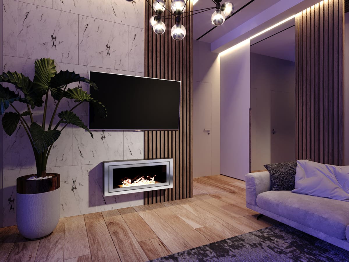 Биокамин "Русский огонь" Стенли 900N настенный с декоративным стеклом (стемалитом) по цене 42 650 руб.