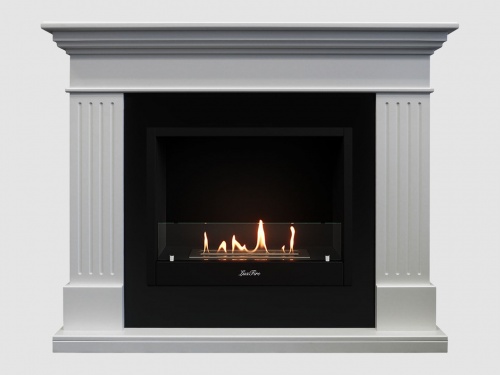 Каминный портал МДФ "Турин 1280" с биокамином Lux Fire "Фаер Бокс 1-30" (белый)