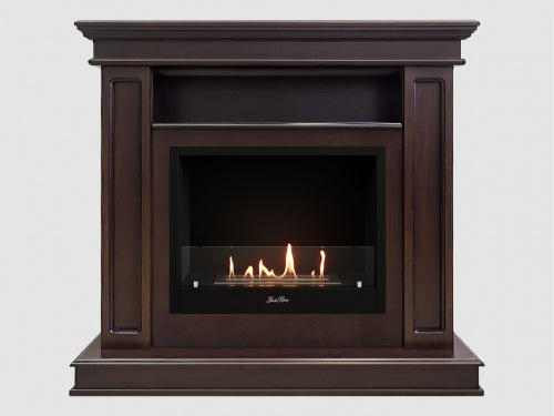 Каминный портал МДФ "Раймонд 1250" с биокамином Lux Fire "Фаер Бокс 1 - 33" (темный орех)