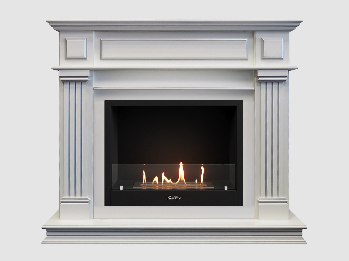 Каминный портал МДФ "Амелия 1200" с биокамином Lux Fire "Фаер Бокс 1 - 30" (белый) по цене 74 400 руб.