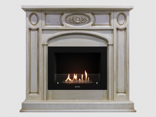 Каминный портал МДФ "Флоренция 1400" с биокамином Lux Fire "Фаер Бокс 2 - 30" (бежевый)