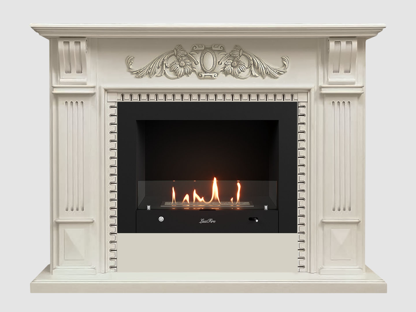 Каминный портал МДФ "Белфаст Люкс 1550" с биокамином Lux Fire "Фаер Бокс 4-30" (белый) по цене 150 300 руб.