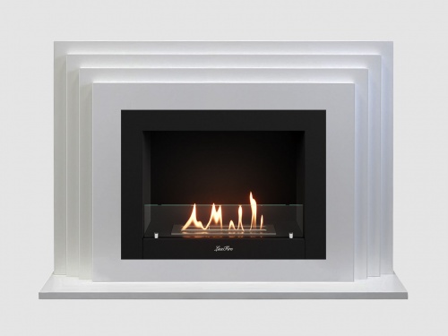 Каминный портал МДФ "Амстердам 1100" с биокамином Lux Fire "Фаер Бокс 2-25.5" (белый)