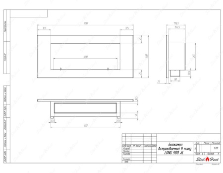 Биокамин SteelHeat LONG-H 900 XL стекло + стемалит по цене 40 496 руб.